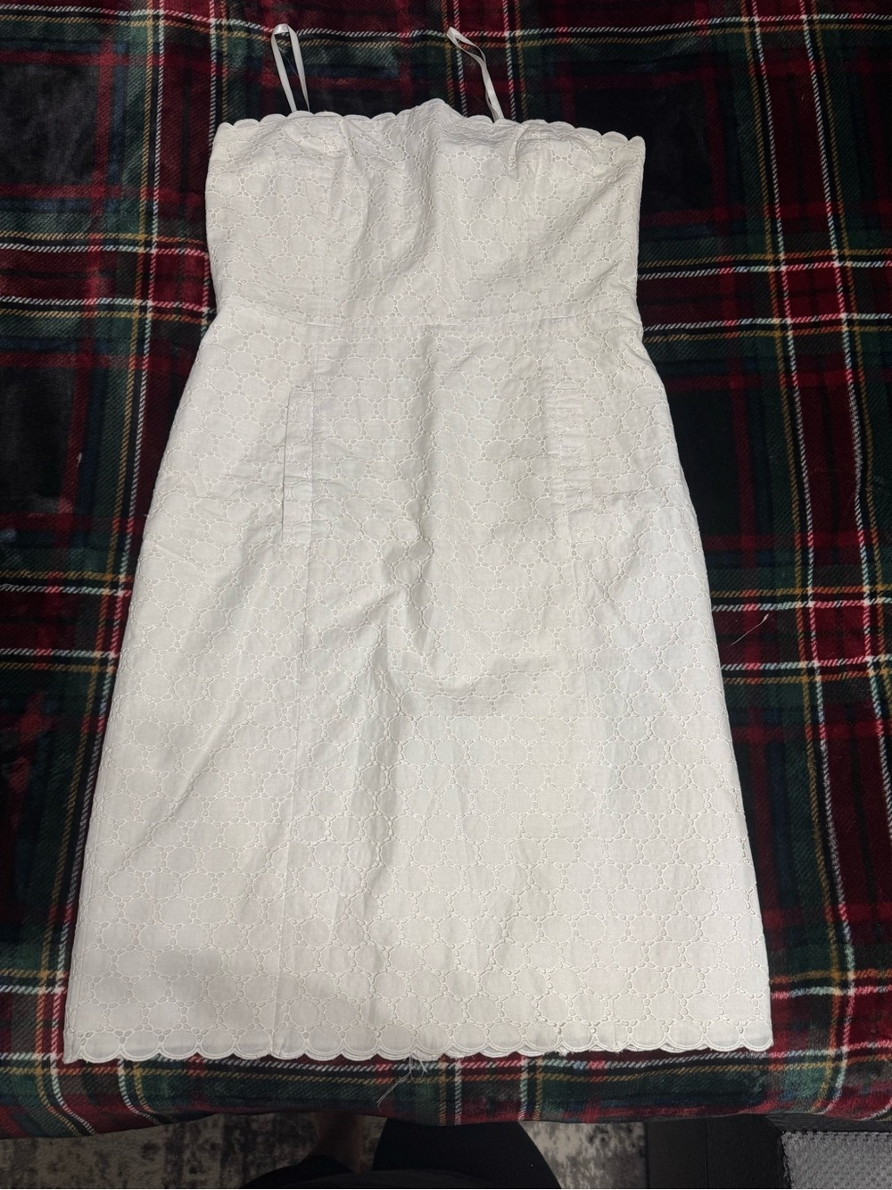 J. Crew White Strapless Eyelet Dress
